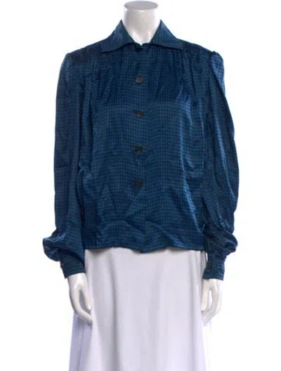 Pre-owned Givenchy Vintage Late 1970's - Early 1980's Button-up Top In Blue