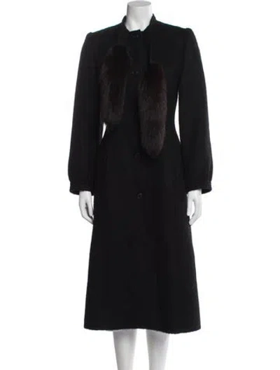 Pre-owned Givenchy Vintage Late 1970's - Early 1980's Faux Fur Coat In Black