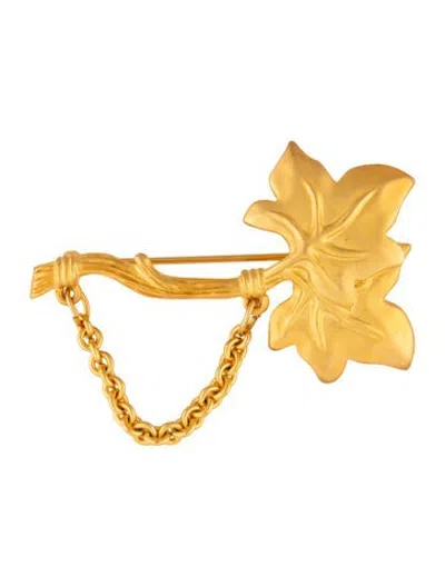 Pre-owned Givenchy Vintage Leaf Chain Brooch In Multicolor
