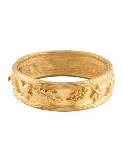 Pre-owned Givenchy Vintage Leaf Motif Hinged Bangle Bracelet, 7" In Multicolor