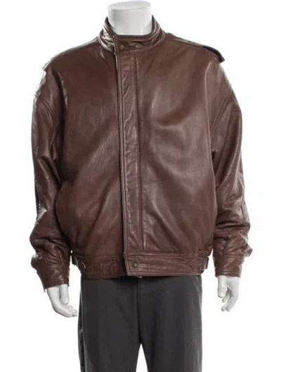 Pre-owned Givenchy Vintage Leather Bomber Jacket In Brown