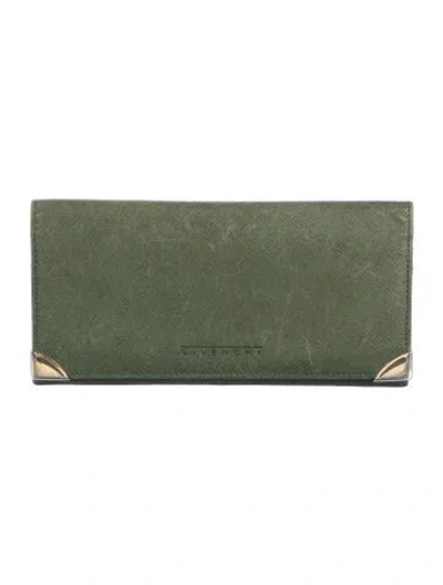 Pre-owned Givenchy Vintage Leather Continental Wallet In Green