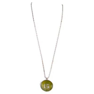 Pre-owned Givenchy Vintage Monogram Logo Necklace In Gray