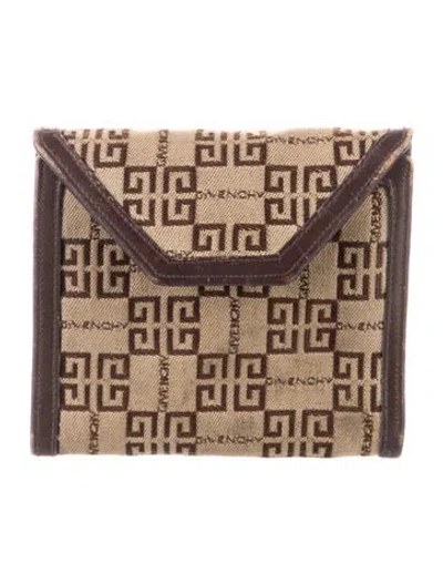 Pre-owned Givenchy Vintage Monogram Pattern Compact Wallet In Brown