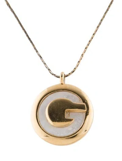 Pre-owned Givenchy Vintage Mother-of-pearl Pendant Necklace, 16" In Multi