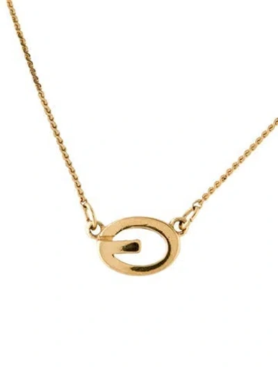 Pre-owned Givenchy Vintage Oval G Pendant Necklace, 15" In Multi