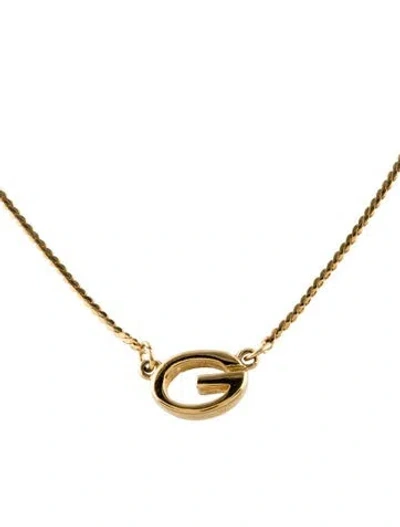 Pre-owned Givenchy Vintage Oval 'g' Pendant Necklace, 15" In Multi