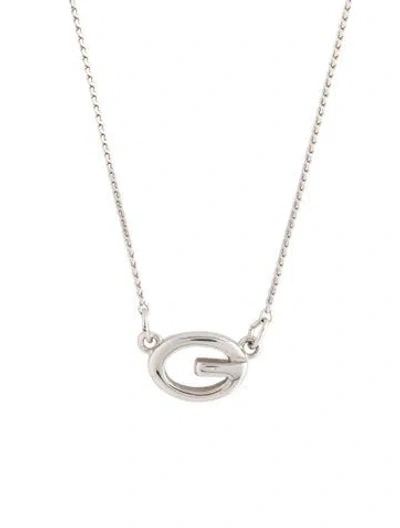 Pre-owned Givenchy Vintage Oval G Pendant Necklace, 15" In Multi