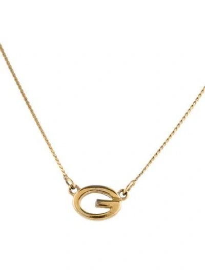 Pre-owned Givenchy Vintage Oval 'g' Pendant Necklace, 15.25" In Multi