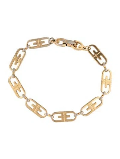 Pre-owned Givenchy Vintage Oval Gg Logo Link Bracelet, 6.75" In Multicolor