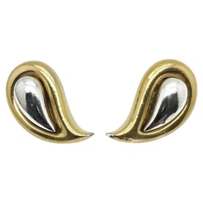 Pre-owned Givenchy Vintage Paisley Style Duo Metal Earrings 1978 In Sand