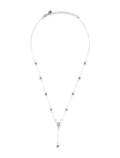 Pre-owned Givenchy Vintage Pearl & Crystal Lavalier Necklace, 18"