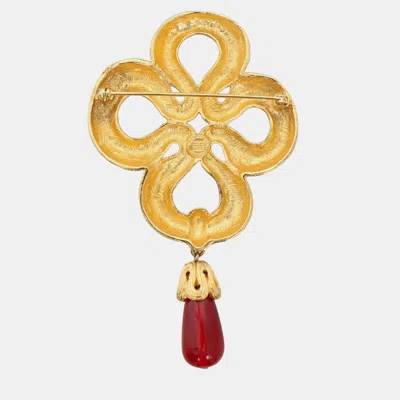 Pre-owned Givenchy Vintage Pearl Drop Brooch In Gold