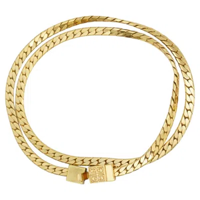 Pre-owned Givenchy Vintage Rare Gold Interlocked Cuban 4g Logo Chain Link Long Necklace In Multi