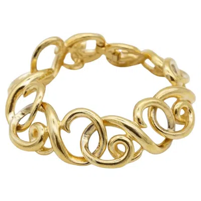 Pre-owned Givenchy Vintage Rare Gold Large Hoop Interlocked Double Link Chunky Bracelet In Multiple