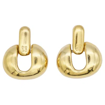Pre-owned Givenchy Vintage Rare Iconic 4g Door Knocker Oval Hoop Drop Pierced Earrings In Multi