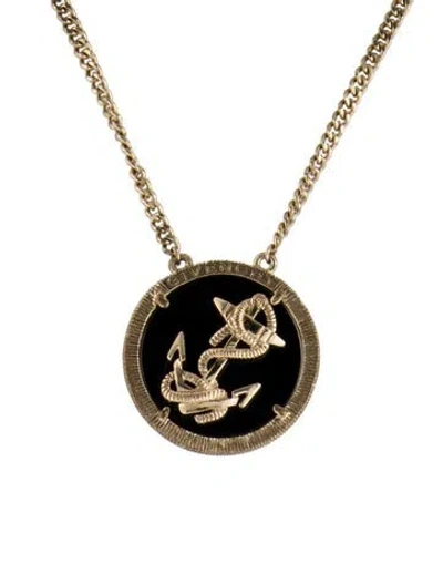 Pre-owned Givenchy Vintage Resin & Crystal Anchor Earrings & Necklace Set In Black