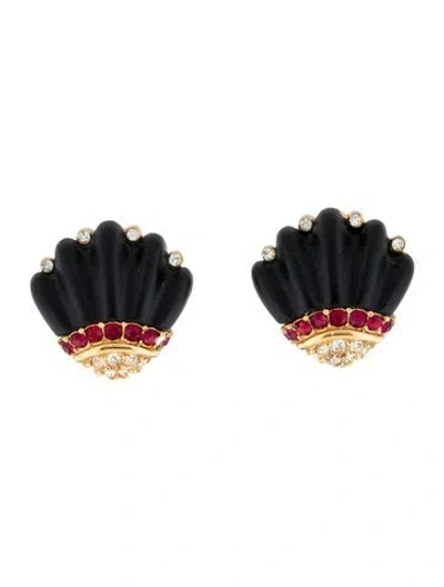 Pre-owned Givenchy Vintage Resin & Crystal Clip-on Earrings In Multi