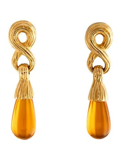 Pre-owned Givenchy Vintage Resin Clip-on Drop Earrings In Orange