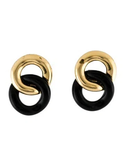 Pre-owned Givenchy Vintage Resin Clip-on Earrings In Black