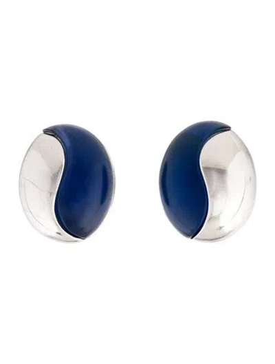 Pre-owned Givenchy Vintage Resin Clip-on Earrings In Blue