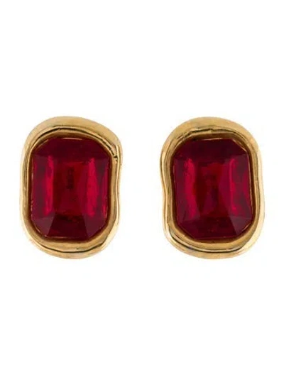 Pre-owned Givenchy Vintage Resin Clip-on Earrings In Red