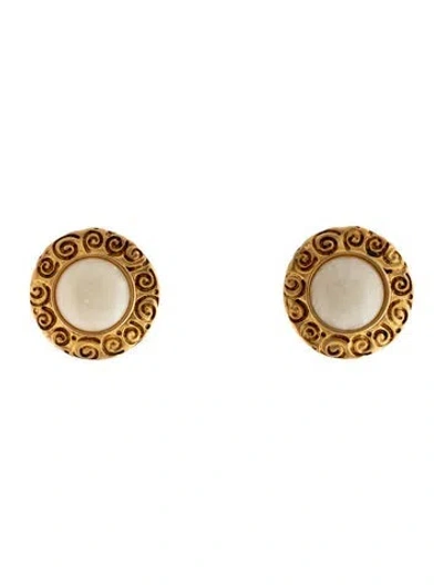 Pre-owned Givenchy Vintage Resin Clip-on Earrings In White