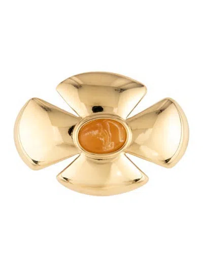 Pre-owned Givenchy Vintage Resin Cross Brooch Pin In Multicolor