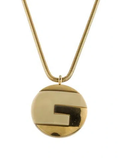 Pre-owned Givenchy Vintage Resin 'g' Pendant Necklace, 25" In Multi