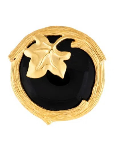 Pre-owned Givenchy Vintage Resin Large Round Leaf Brooch Pin In Multicolor