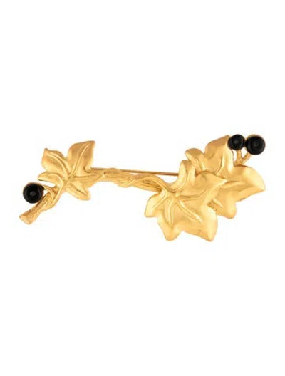 Pre-owned Givenchy Vintage Resin Leaves Brooch Pin In Multicolor