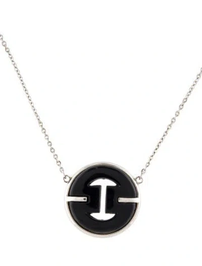 Pre-owned Givenchy Vintage Resin Pendant Necklace, 14.5" In Black