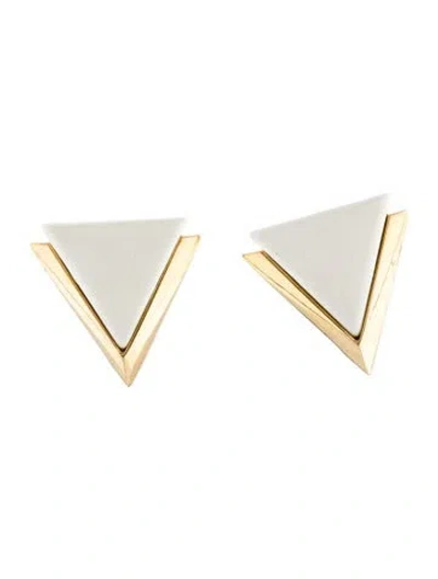 Pre-owned Givenchy Vintage Resin Triangle Clip-on Earrings In White