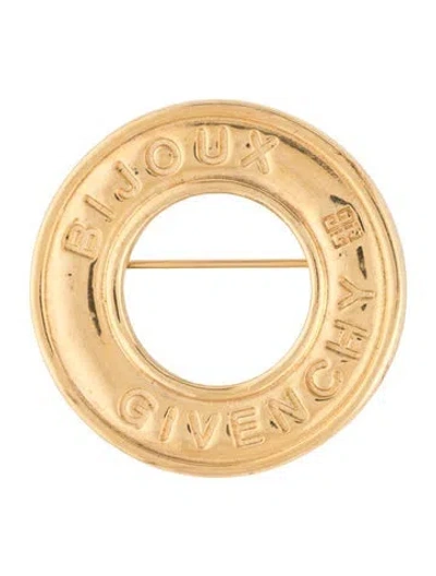 Pre-owned Givenchy Vintage Round Bijoux 4g Logo Pin Brooch In Multicolor