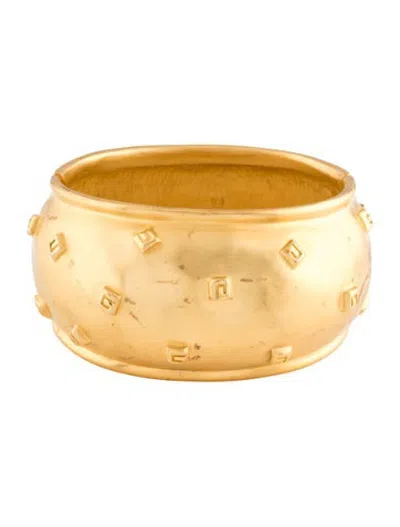 Pre-owned Givenchy Vintage Satin Hammered G Logo Bracelet, 6.5" In Multicolor