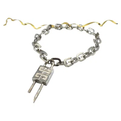 Pre-owned Givenchy Vintage Silver-tone Chain Necklace With Padlock 1980s In Multi