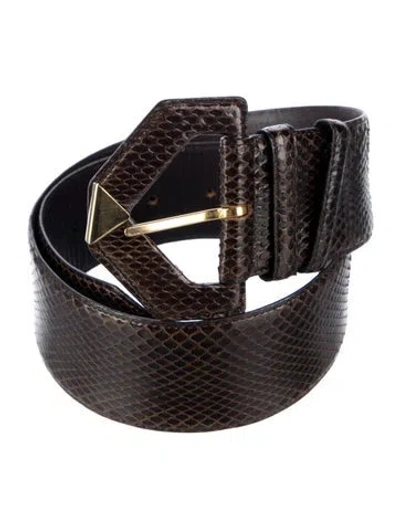 Pre-owned Givenchy Vintage Snakeskin Waist Belt In Brown