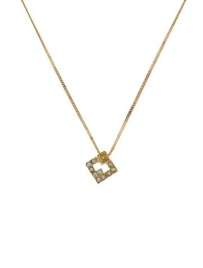 Pre-owned Givenchy Vintage Square Crystal Pendant Necklace, 16" In Multi