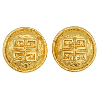Pre-owned Givenchy Vintage Textured Large 4g Logo Monogram Relief Round Chunky Earrings In Multi