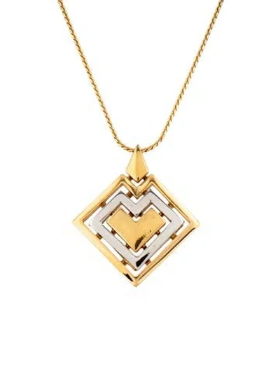Pre-owned Givenchy Vintage Two Tone Pendant Necklace, 18" In Multicolor