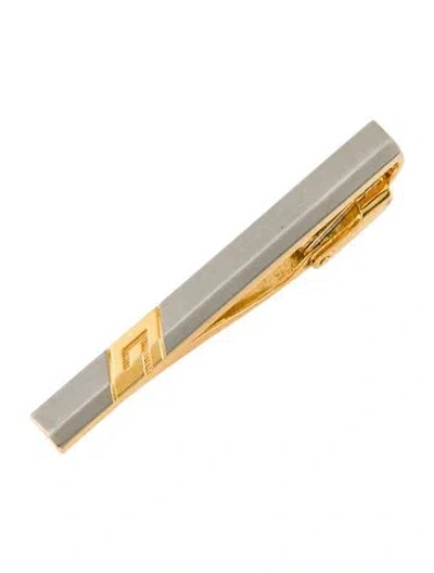 Pre-owned Givenchy Vintage Two-tone 4g Frosted Tie Clip In Multi