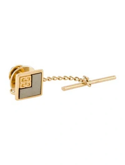Pre-owned Givenchy Vintage Two-tone 4g Tie Pin W/ Chain In Multi