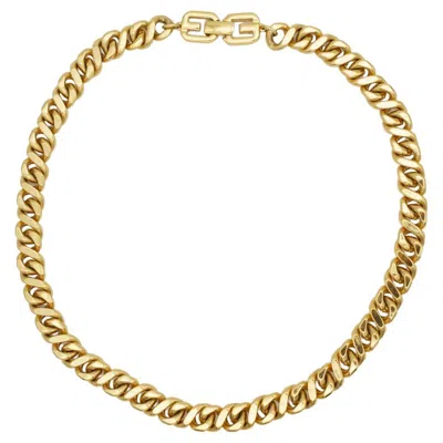 Pre-owned Givenchy Vintage Unisex Gold Link Interlocked Snake Cuban Chunky Chain Necklace In Multiple