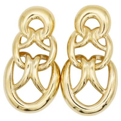 Pre-owned Givenchy Vintage Unisex Iconic Large Gold Intertwined Drop Hoop Chunky Earrings In Multiple