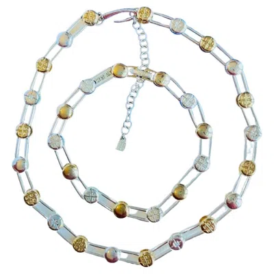 Pre-owned Givenchy Vintage Unisex Iconic Round Gold Silver Logo Interlocked Linked 2 Set In Multi