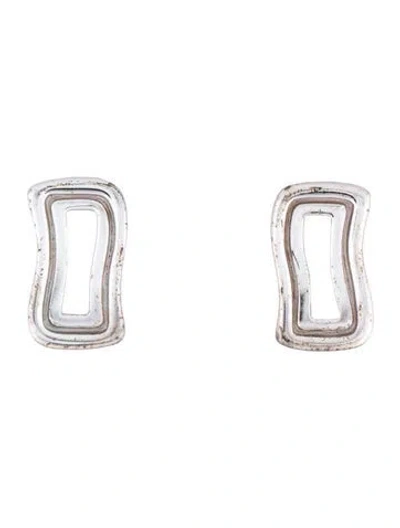 Pre-owned Givenchy Vintage Wavy Framed Rectangle Clip-on Earrings In Multi