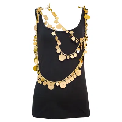 Pre-owned Givenchy Vintage Women's Black Tank Top Circa 1990s With Gold Medals