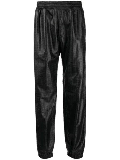 Givenchy (vip) Embossed-4g Pattern Leather Trousers In Black