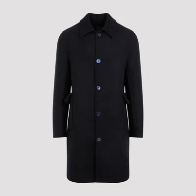Givenchy Virgin Wool Long Coat In Blue