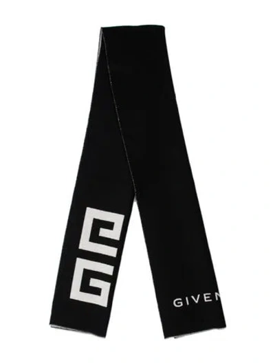 Pre-owned Givenchy Virgin Wool Graphic Print Scarf In White